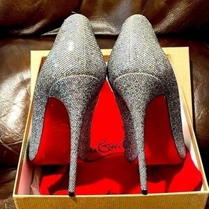 Christian Louboutin So Kate holographic disco ball sky silver pumps 120mm EU36.5